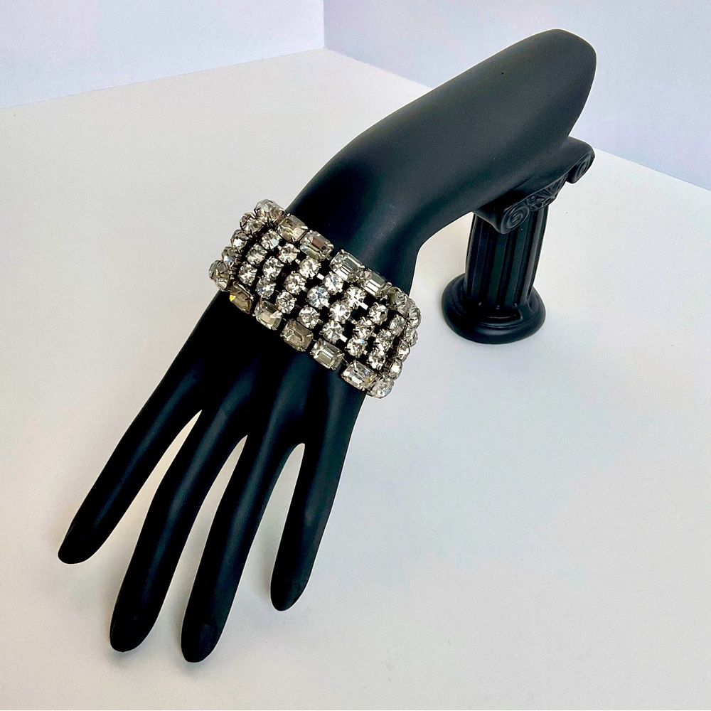RHINESTONE CRYSTAL WIDE CUFF BRACELET